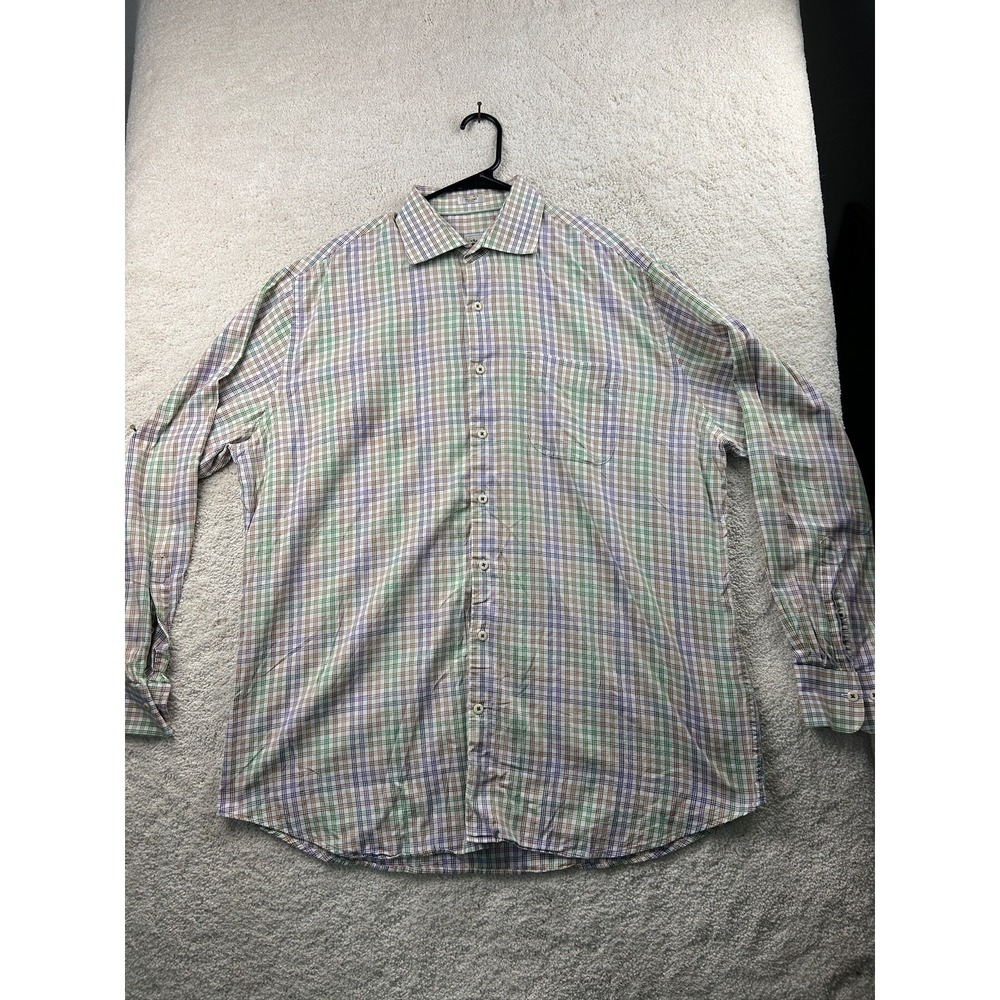 Peter Millar Shirt Mens Extra Large Multicolor Plaid Button Down Cotton Classic